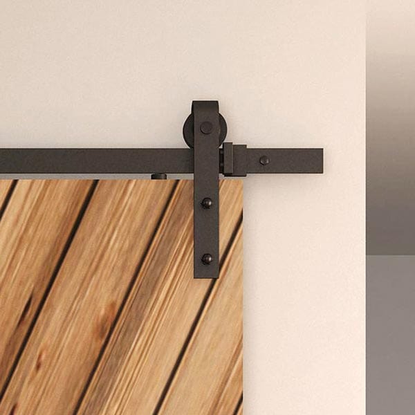 Black Solid Steel Sliding Rolling Barn Door Hardware Kit for alt 0