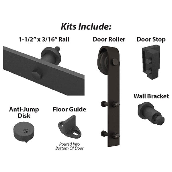 Black Solid Steel Sliding Rolling Barn Door Hardware Kit for alt 1