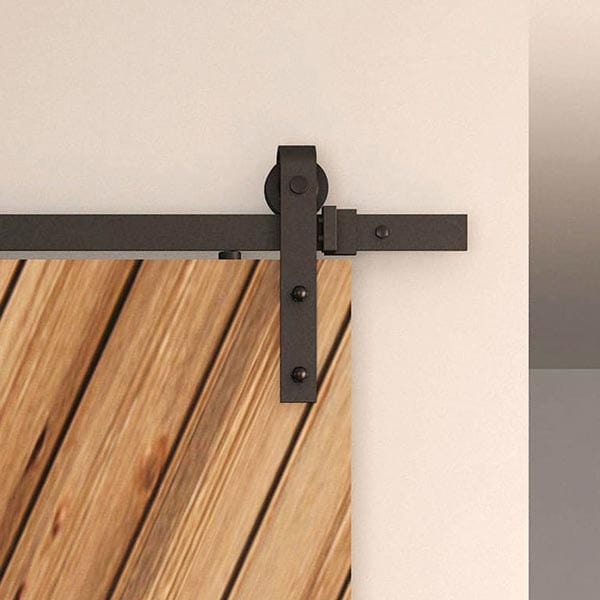Black Solid Steel Sliding Rolling Barn Door Hardware Kit for alt 0