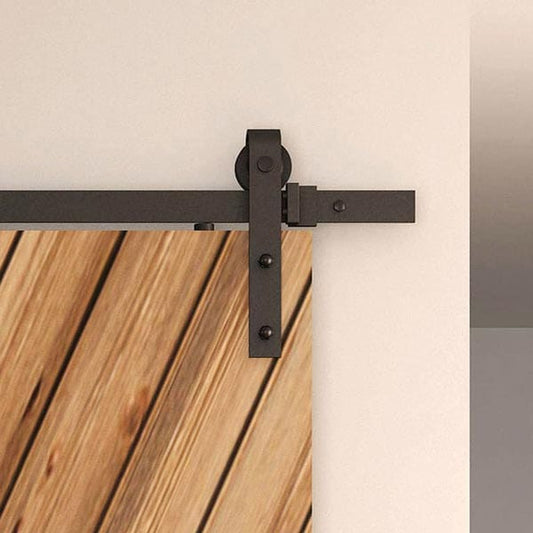 Black Solid Steel Sliding Rolling Barn Door Hardware Kit for alt 0