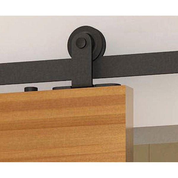 Black Solid Steel Decorative Sliding Rolling Barn Door Hardw alt 0