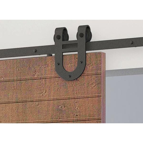 Black Solid Steel Sliding Rolling Barn Door Hardware Kit for alt 0