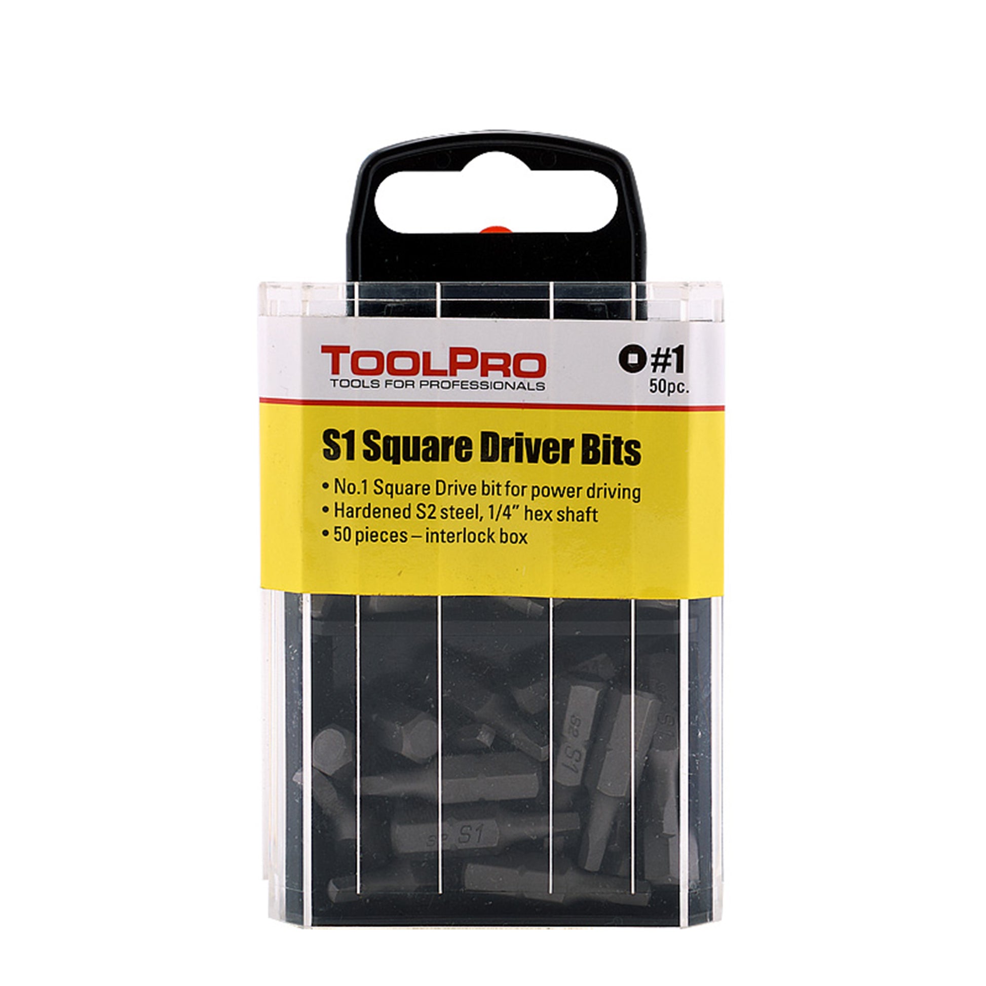 ToolPro #1 Square Drive Bit, 50-Pack Interlocking Box alt 0