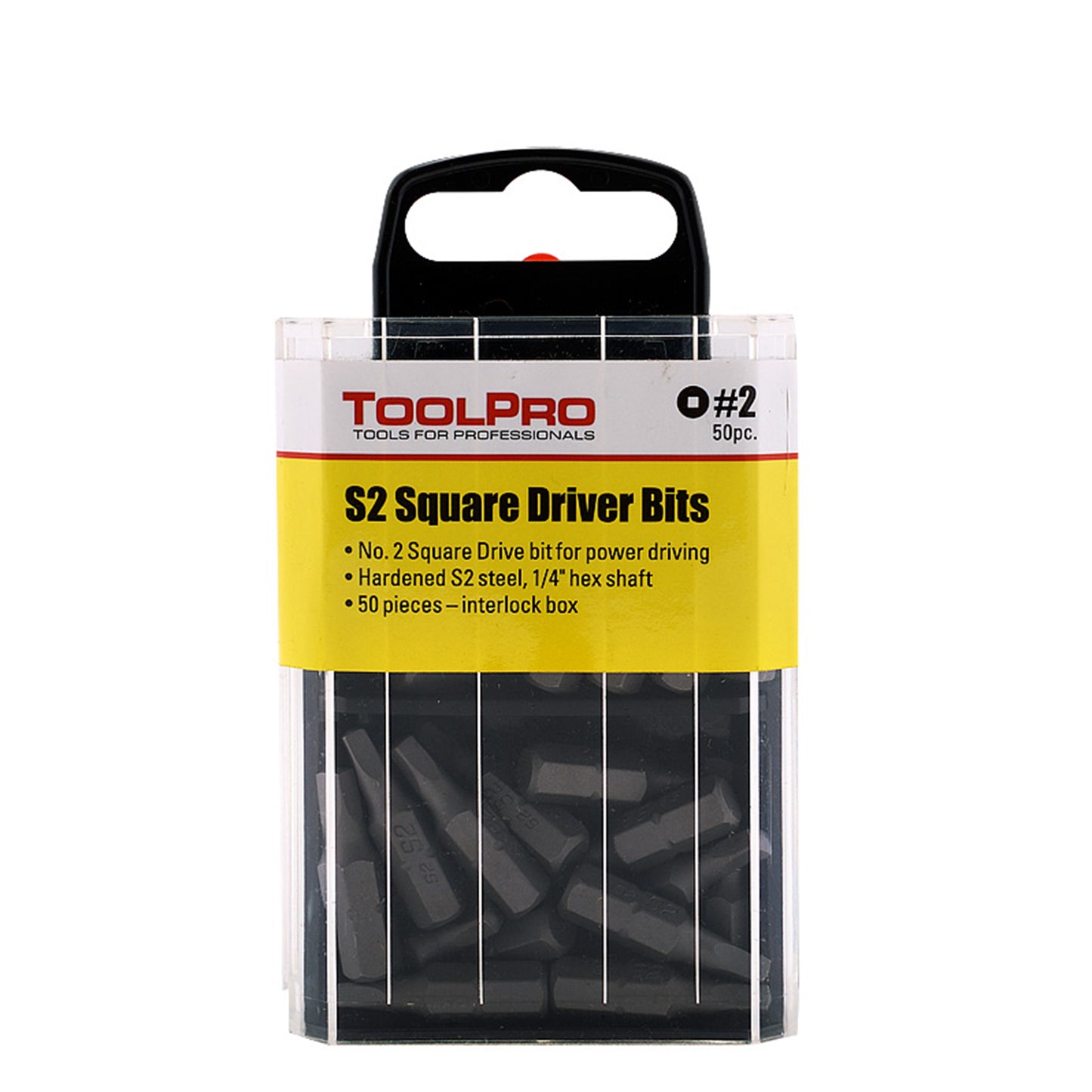 ToolPro #2 Square Drive Bit, 50-Pack Interlocking Box alt 0