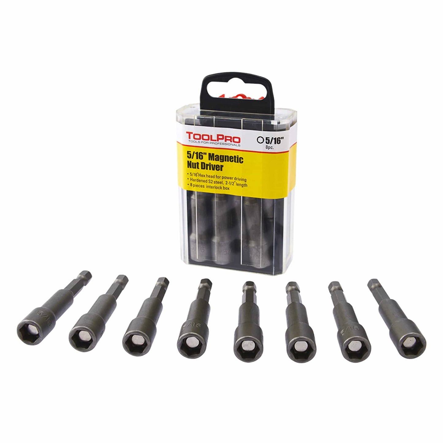 ToolPro 5/16" Magnetic Nut Setter, 2-9/16" length, 8-Pack In alt 0