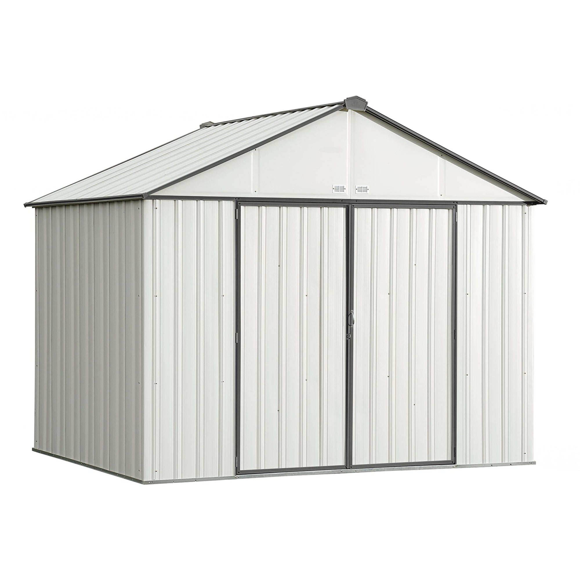 EZEE Shed, 10x8, Extra High Gable, 72 in walls, Cream and Charcoal Gray alt 0