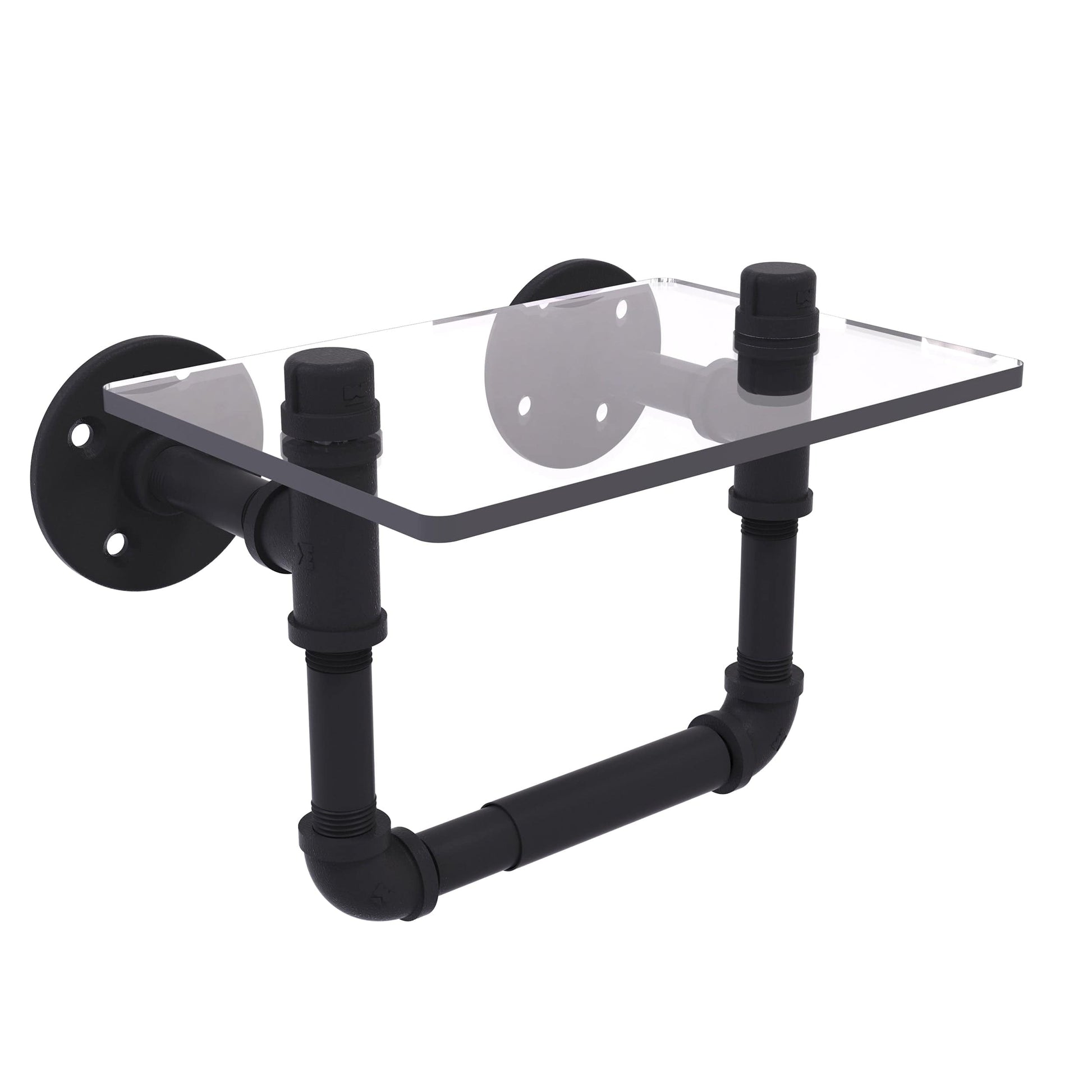  Toilet Tissue Holder with Glass Shelf, Matt Black Finish alt 0