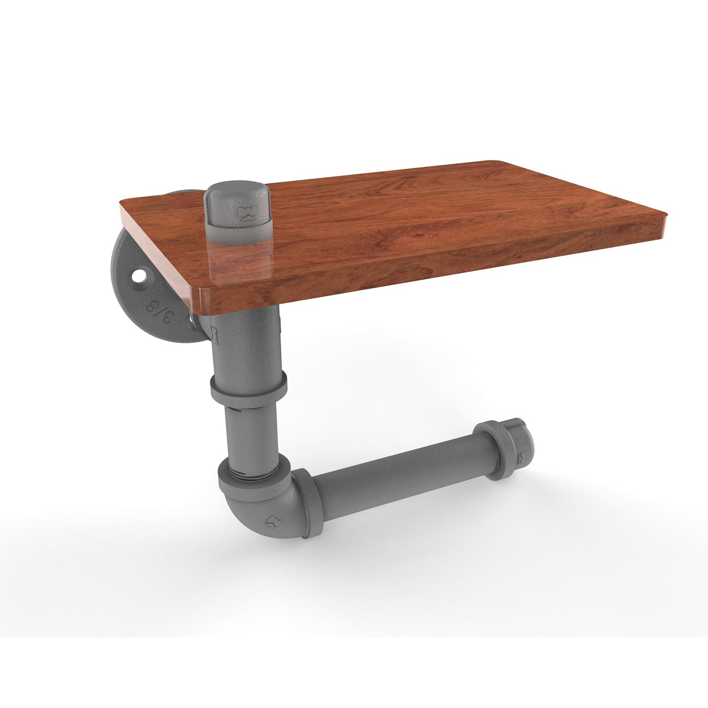 Toilet Paper Holder with Wood Shelf, Matt Gray Finish alt 0
