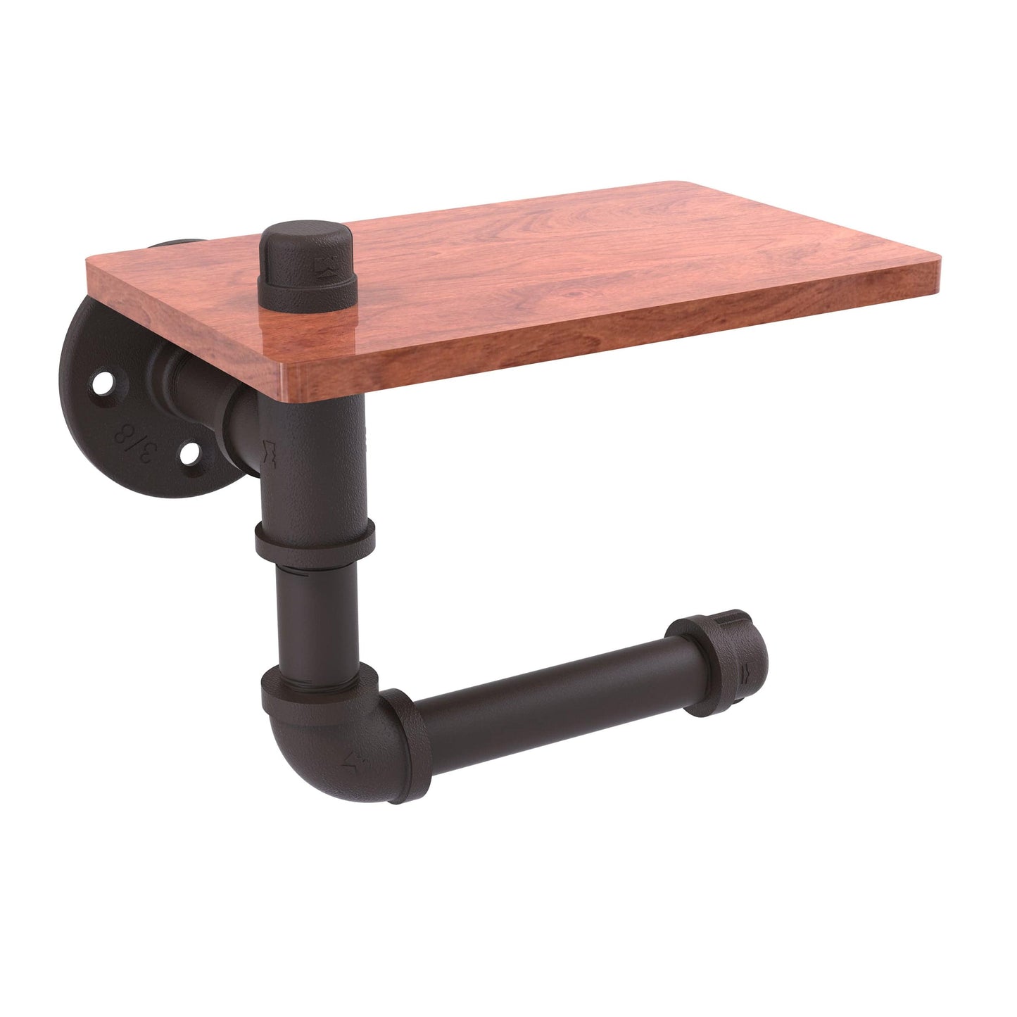 Toilet Paper Holder with Wood Shelf, Oil Rubbed Bronze Finish alt 0