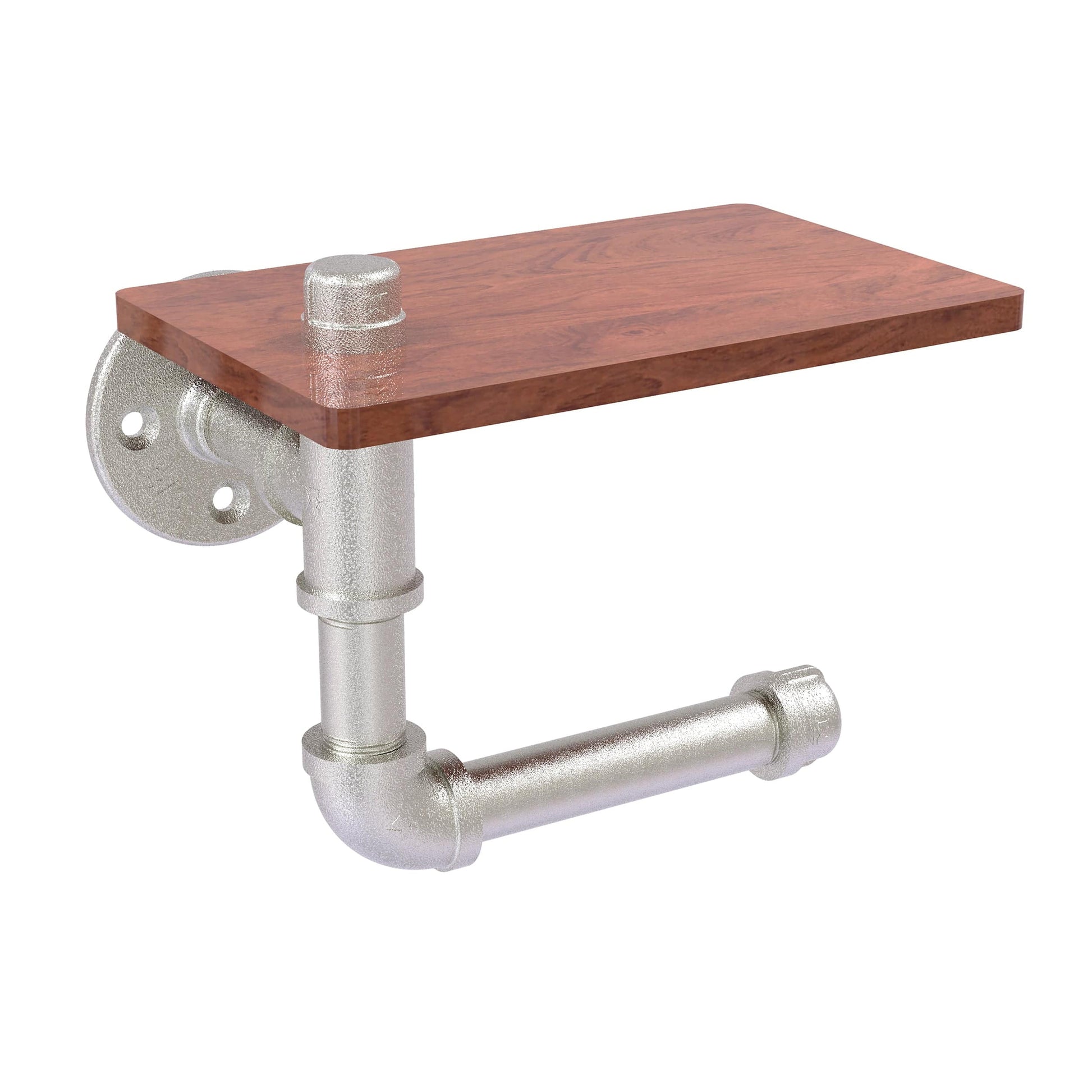  Toilet Paper Holder with Wood Shelf, Satin Nickel Finish alt 0