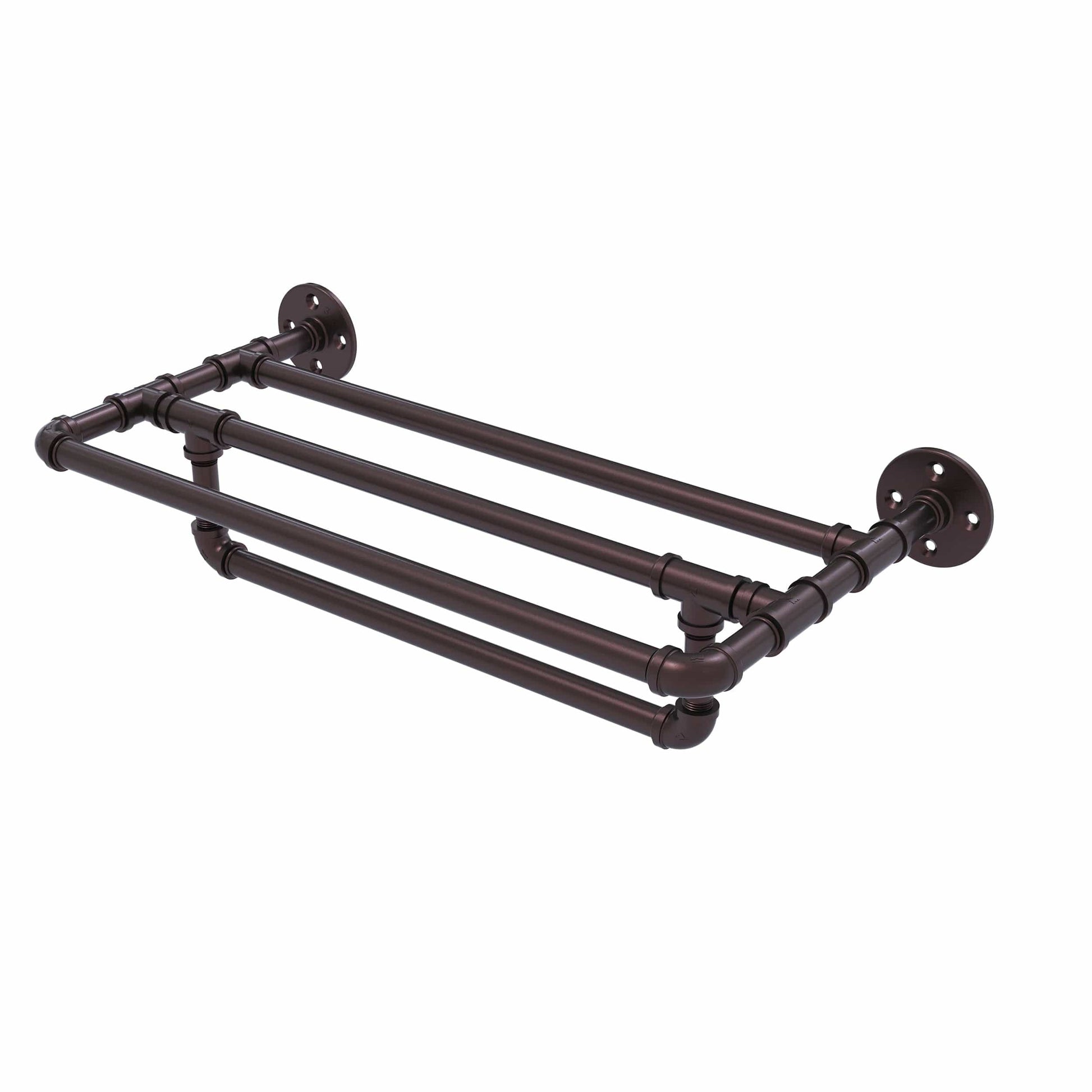  18" Wall Mounted Towel Shelf with Towel Bar, Antique Bronze Finish alt 0