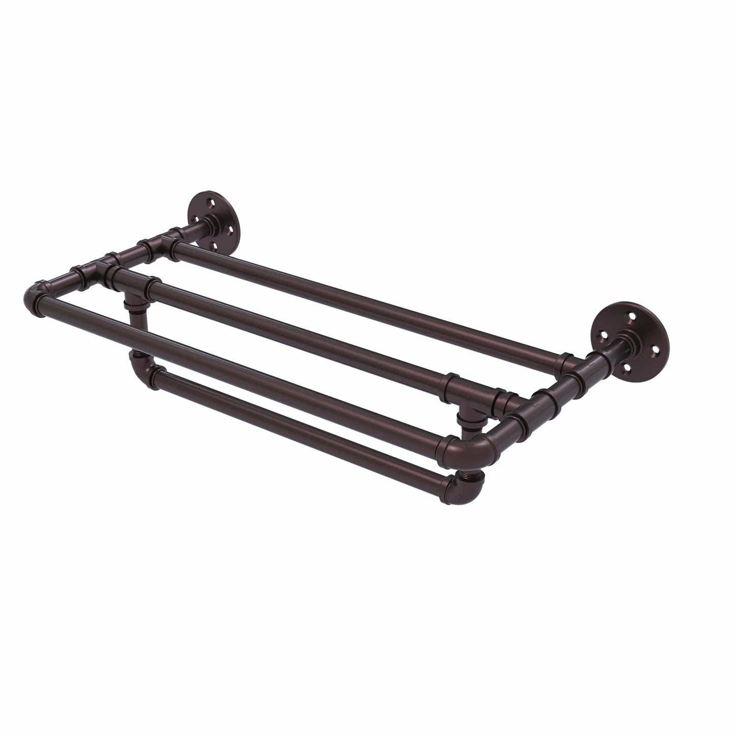  24" Wall Mounted Towel Shelf with Towel Bar, Antique Bronze alt 0