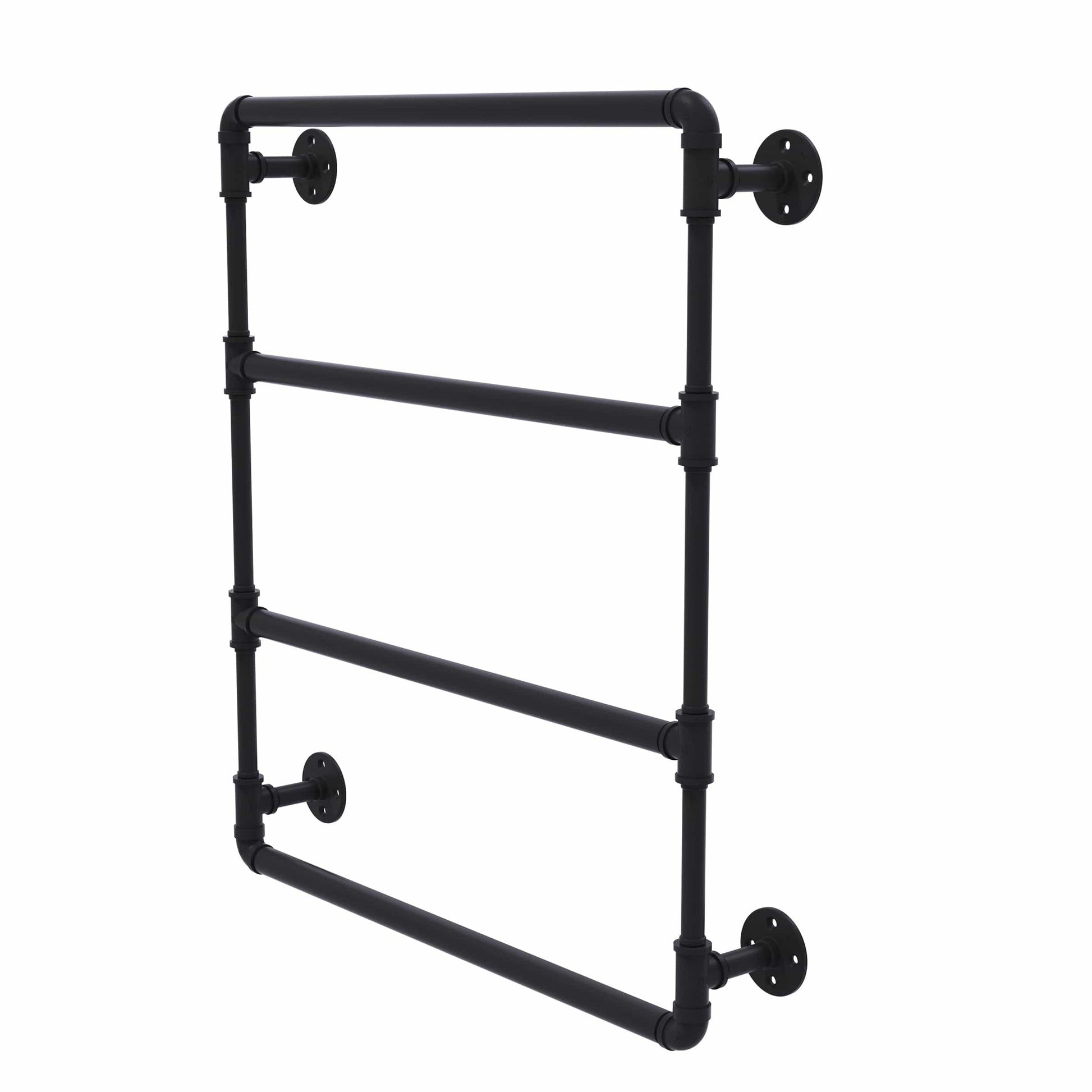  30" Wall Mounted Ladder Towel Bar, Matt Black Finish alt 0