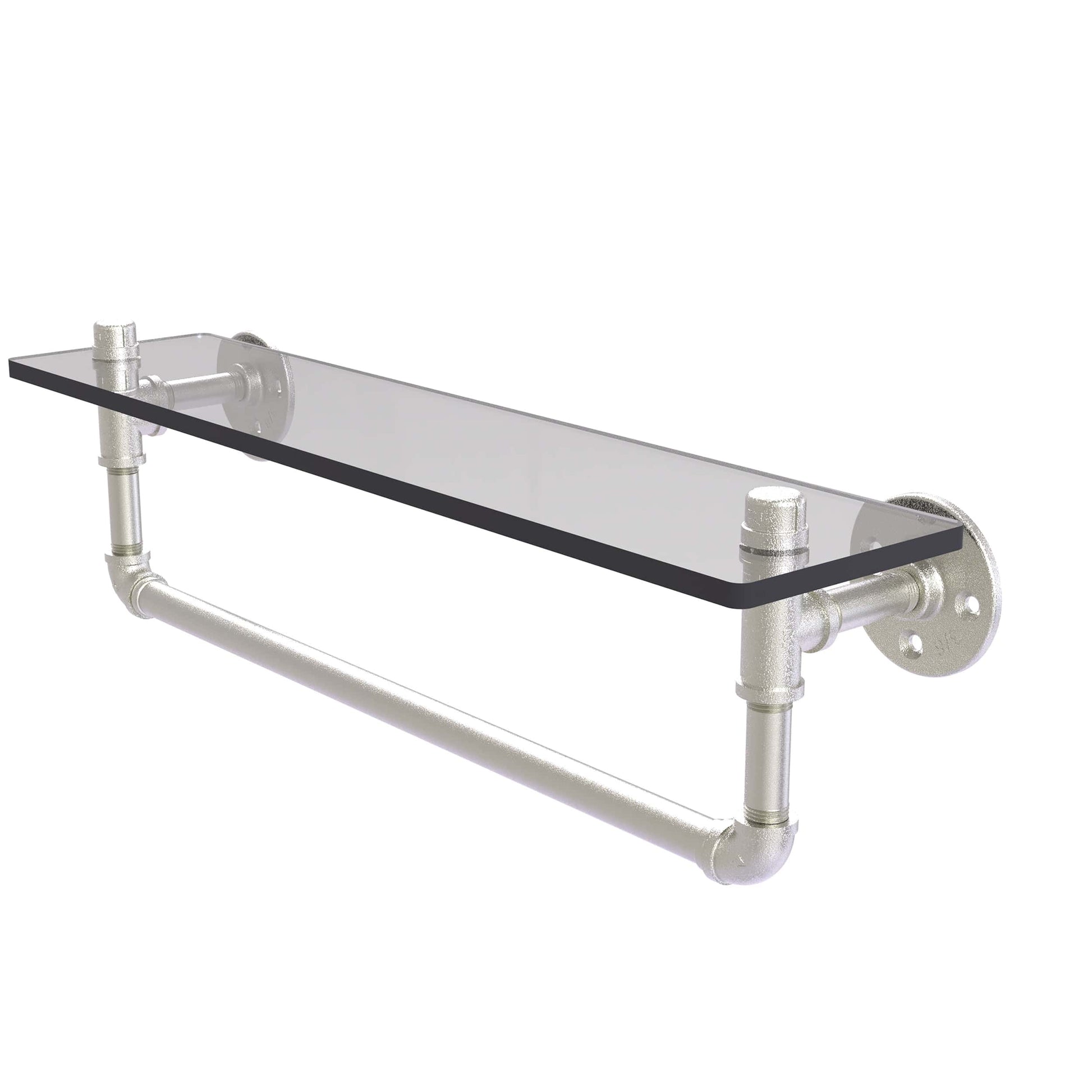  22" Glass Shelf with Towel Bar, Satin Nickel Finish alt 0
