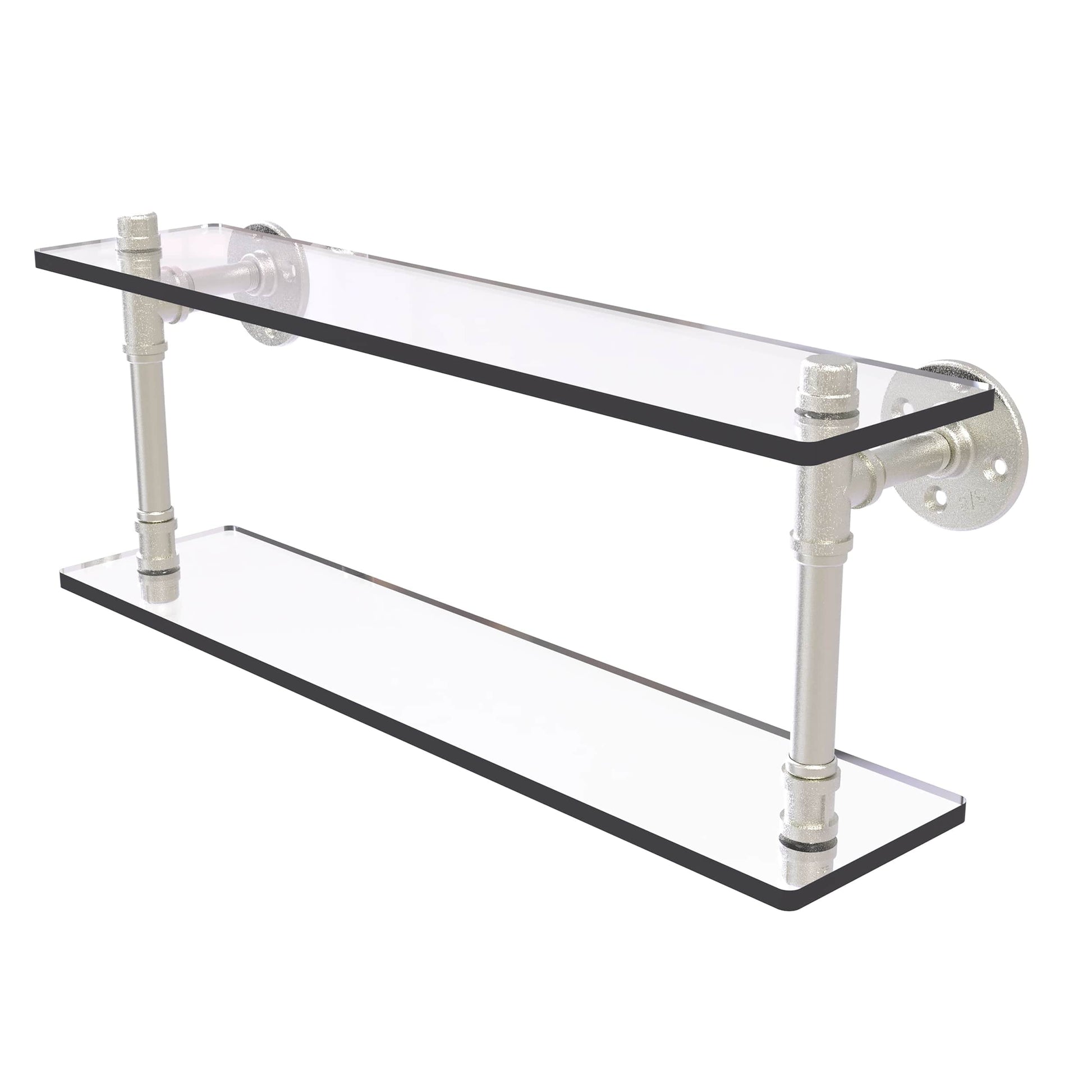  22" Double Glass Shelf, Satin Nickel Finish alt 0