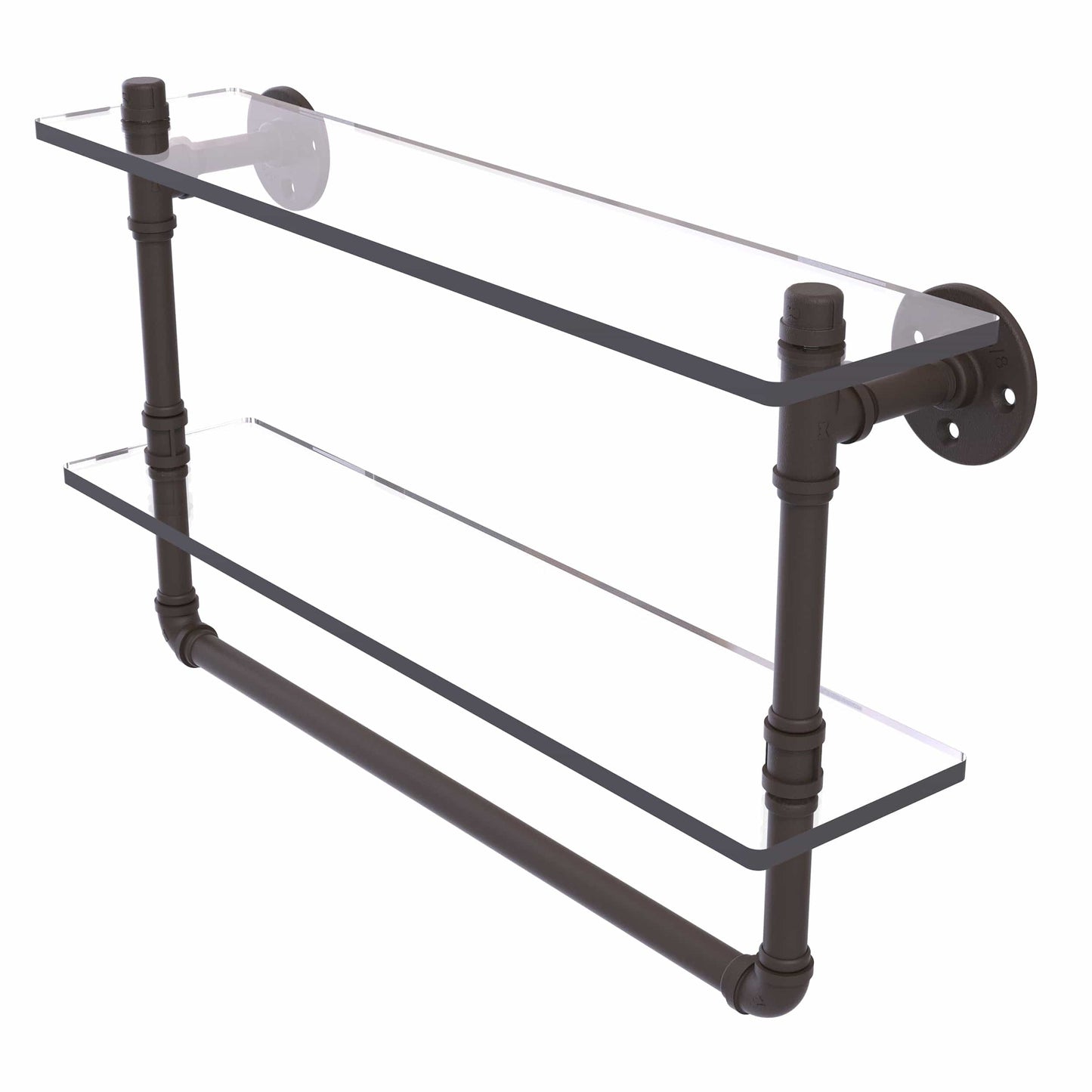  22" Double Glass Shelf with Towel Bar, Oil Rubbed Bronze Fi alt 0