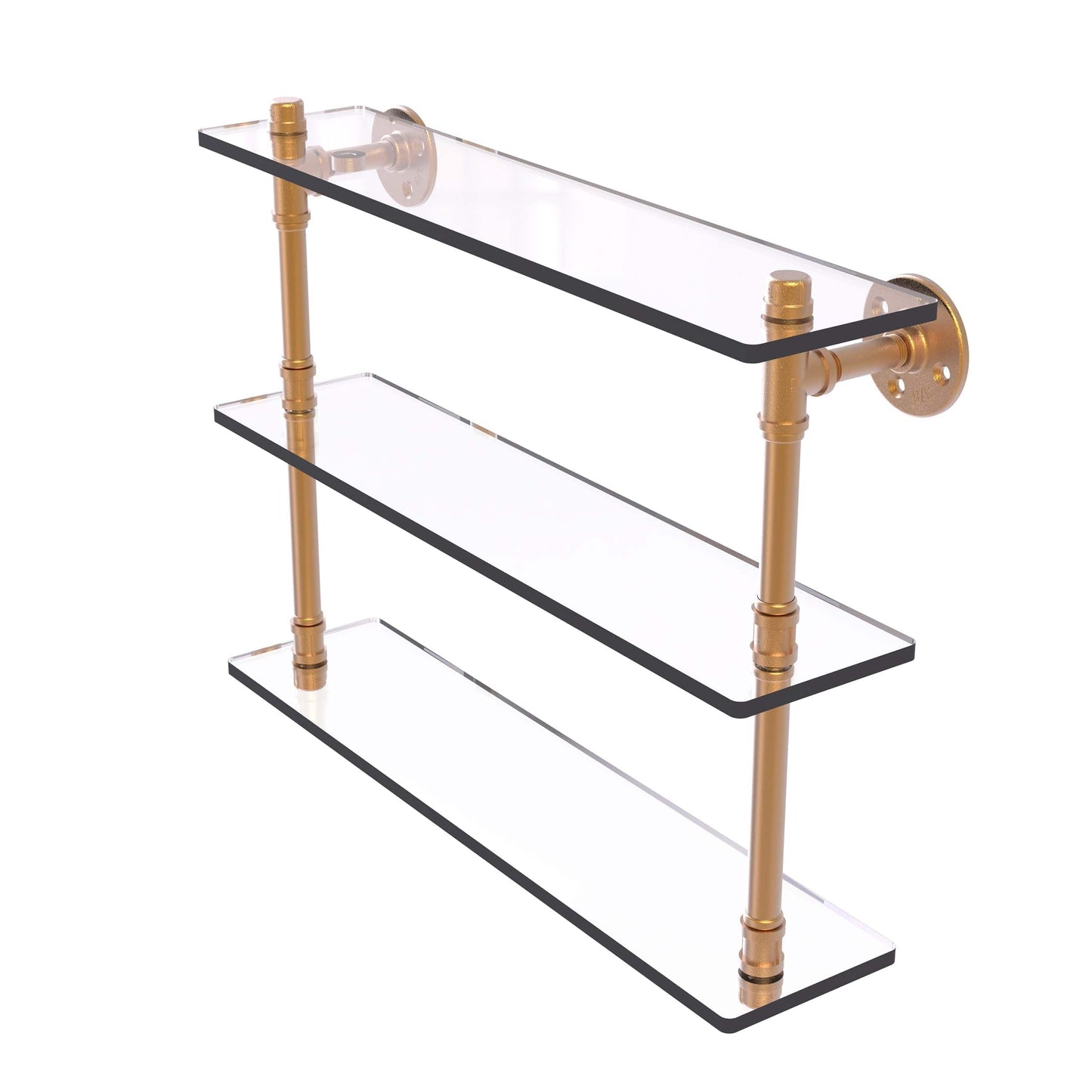  22" Triple Glass Shelf, Brushed Bronze Finish alt 0