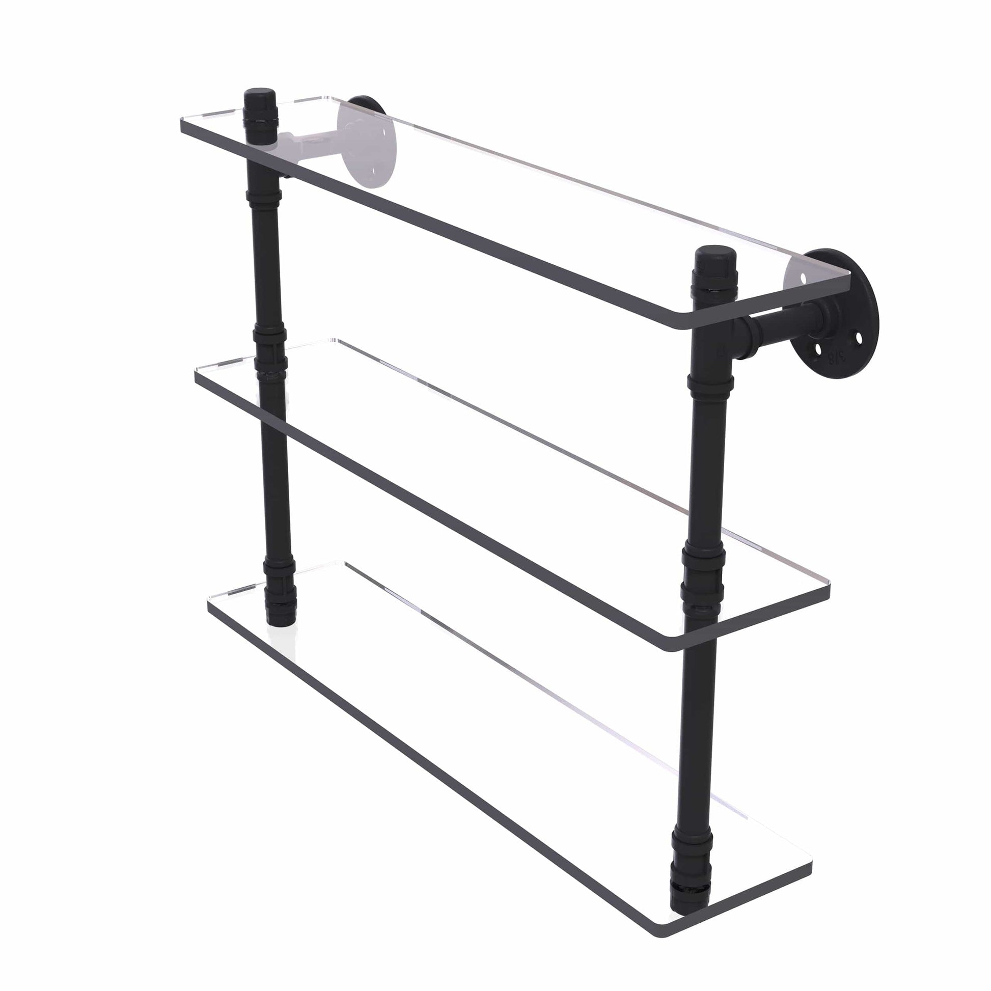  22" Triple Glass Shelf, Matt Black Finish alt 0