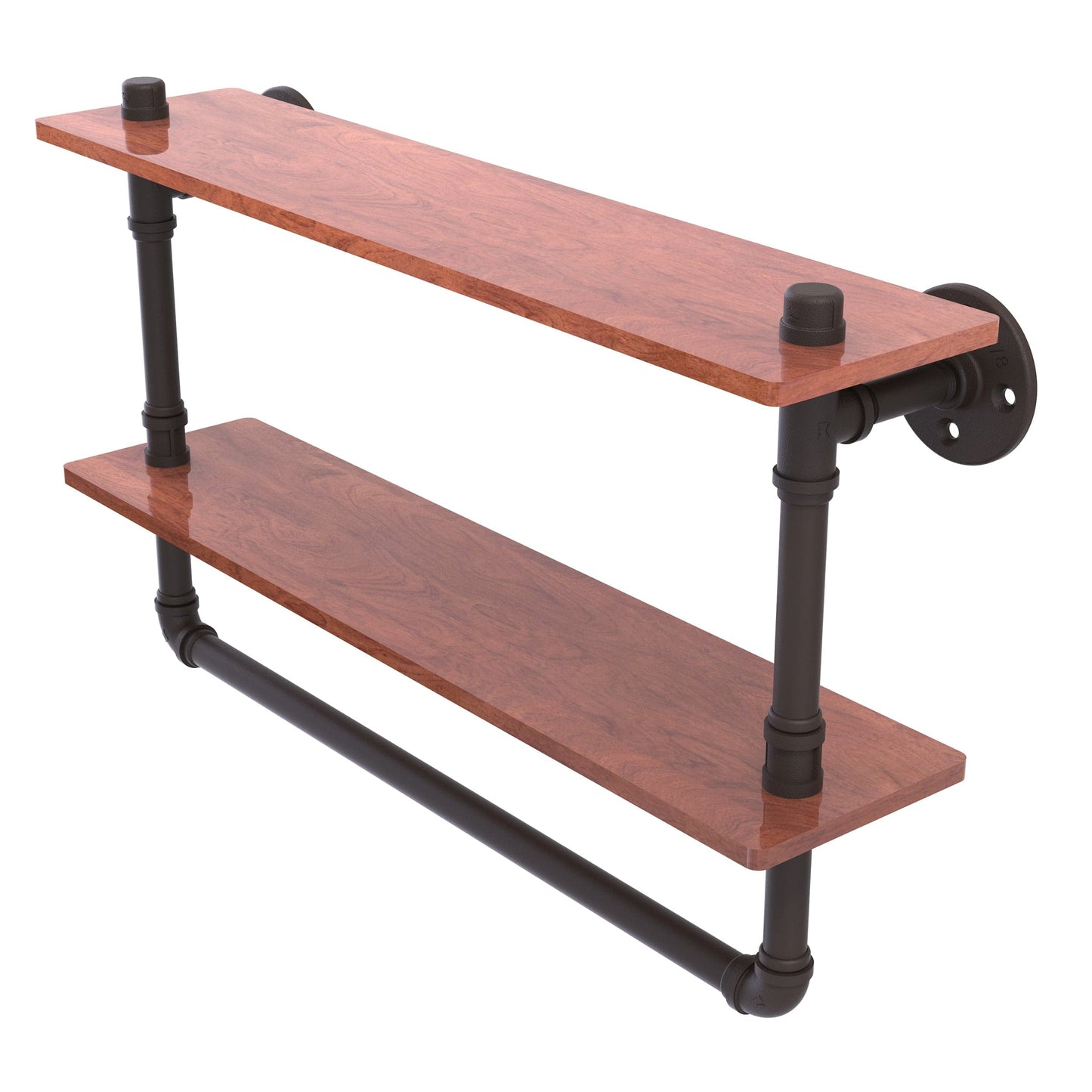  22" Double Ironwood Shelf with Towel Bar, Oil Rubbed Bronze Finish alt 0