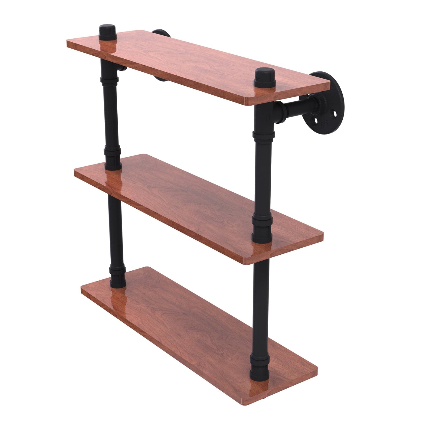  16" Ironwood Triple Shelf, Matt Black Finish alt 0