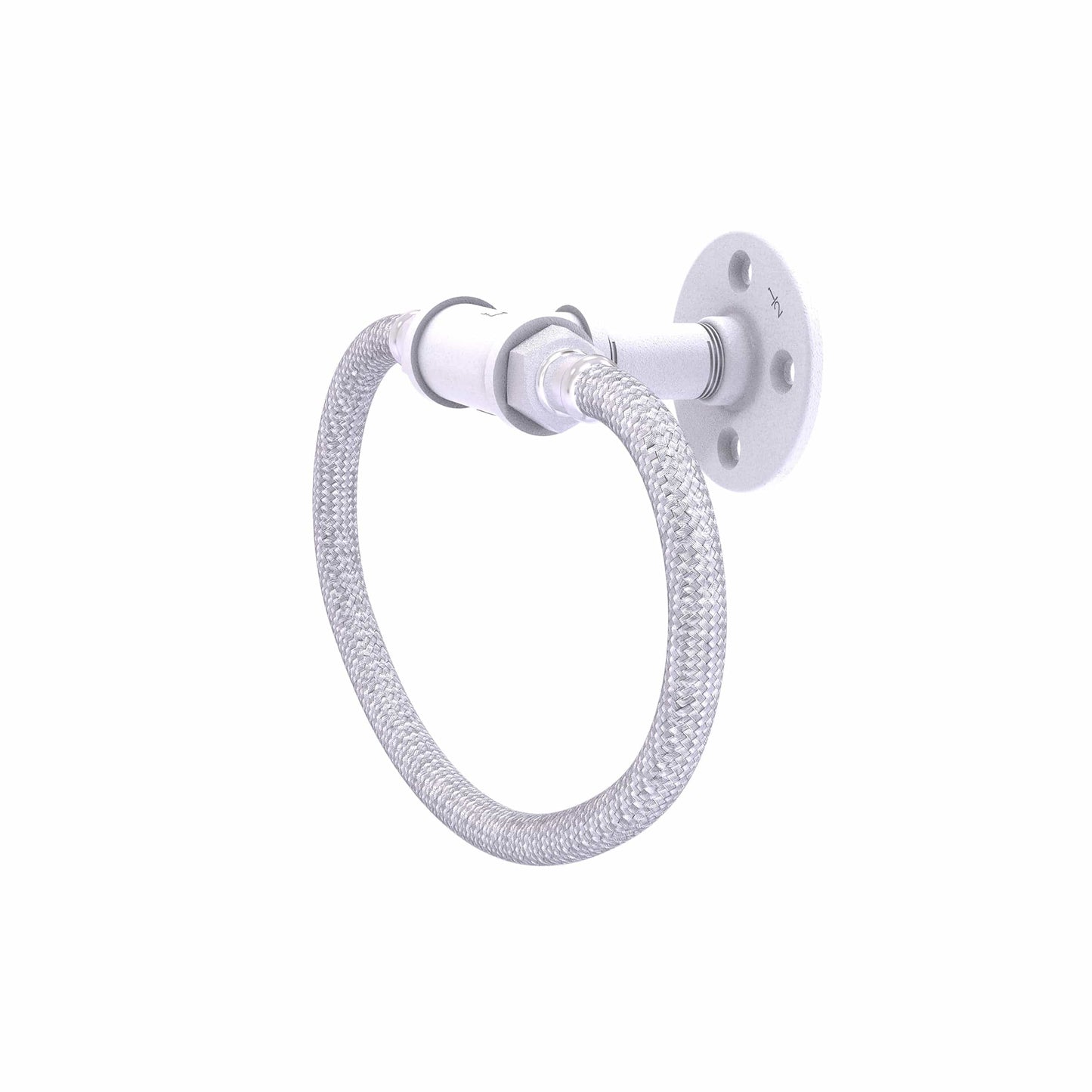  Towel Ring with Stainless Steel Braided Ring, Matt White Finish alt 0