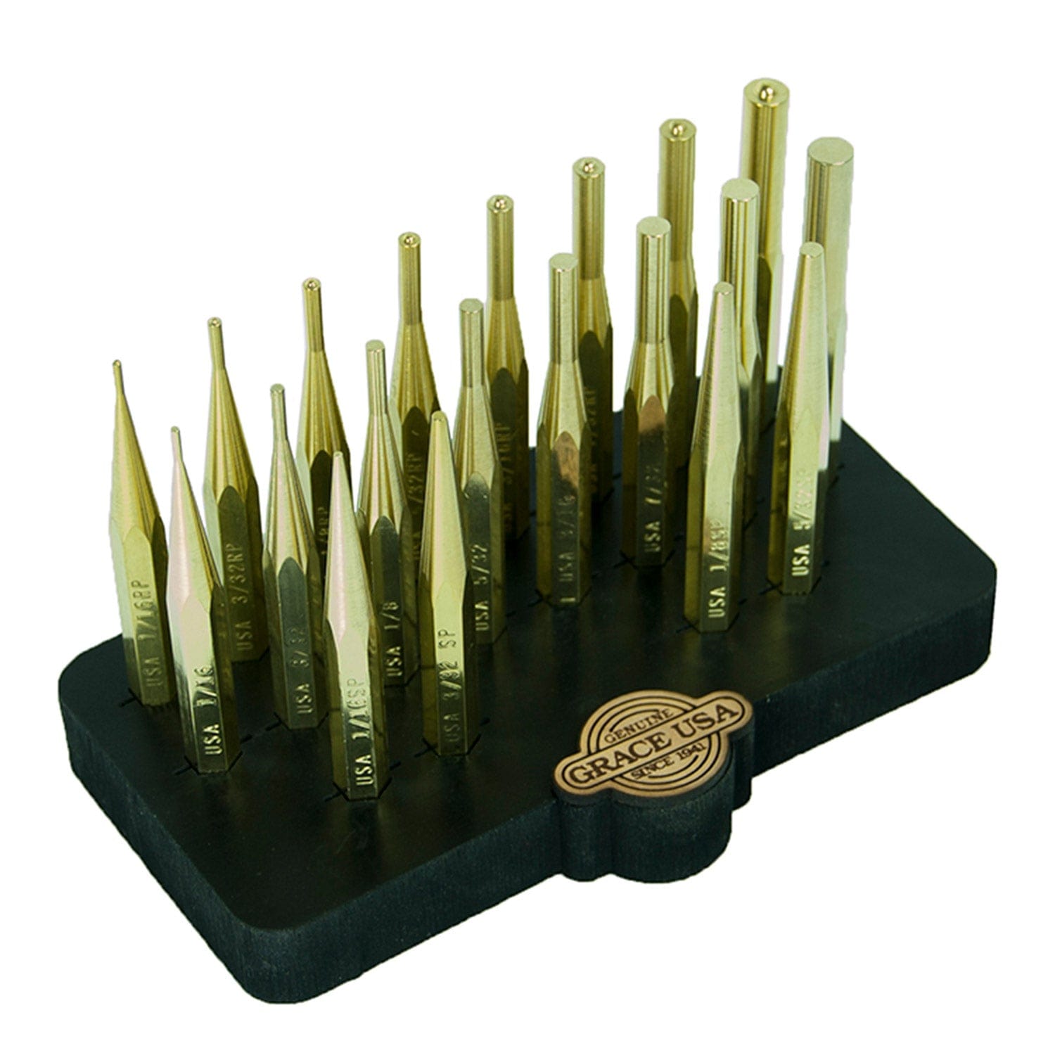 20 Piece Brass Punch Set w/Bench Block | Woodcraft