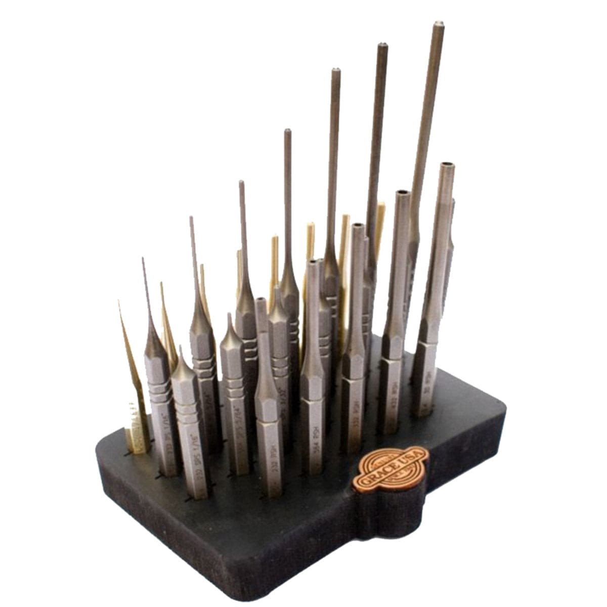 27 pc Gunsmith Steel & Brass Roll Pin Spring Punch Set with Bench Block  alt 0