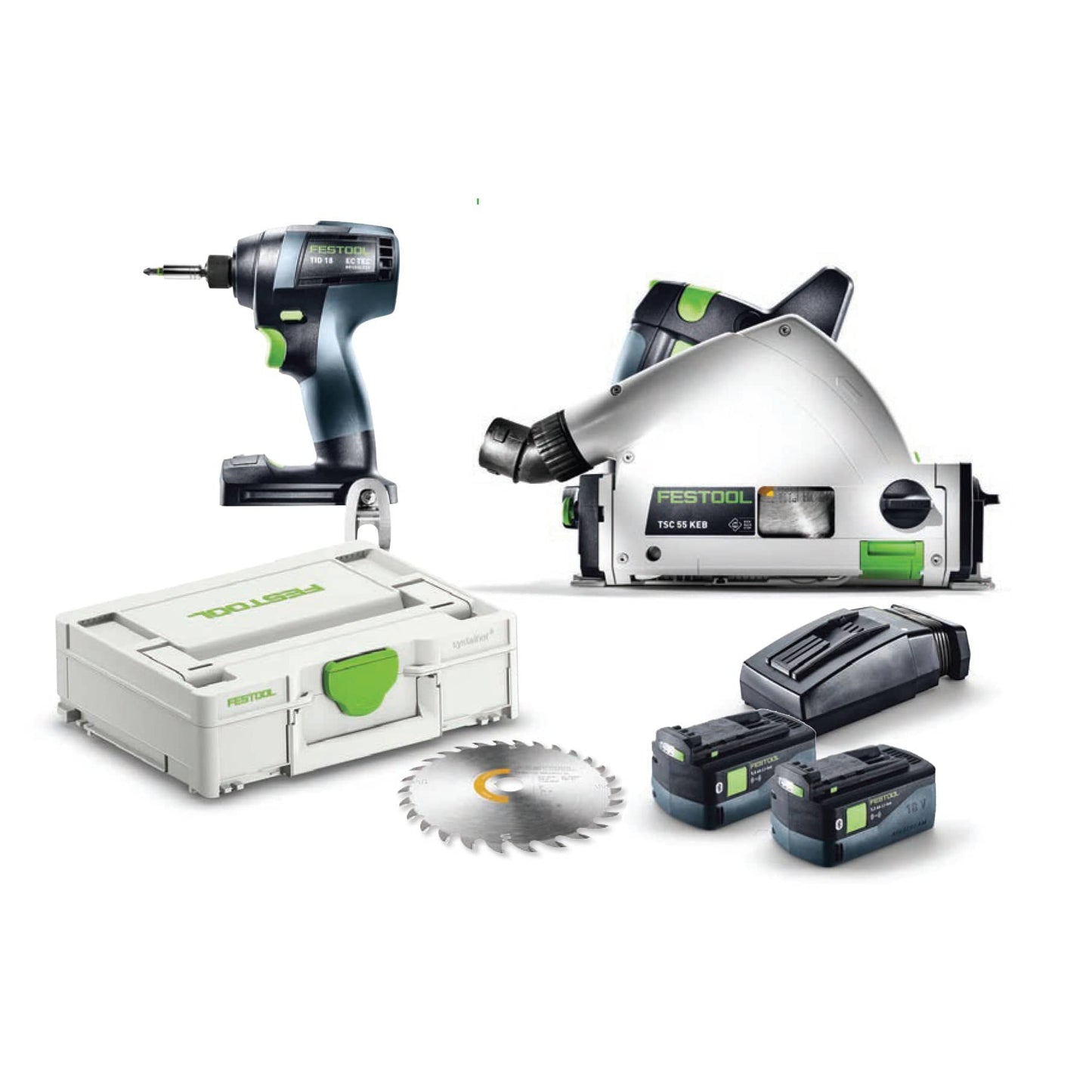 TID 18 Cordless Impact Driver and TSC 55 KEBI-F-Plus Track Saw Set alt 0
