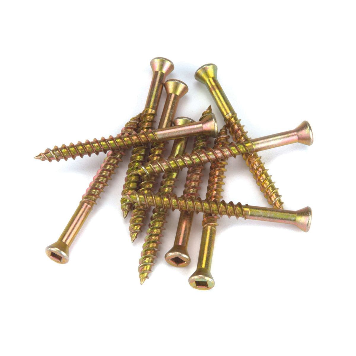 7 x 2-1/4 Square Drive Woodworking Screws, Trim Head, Yellow Zinc, 100-Piece alt 0