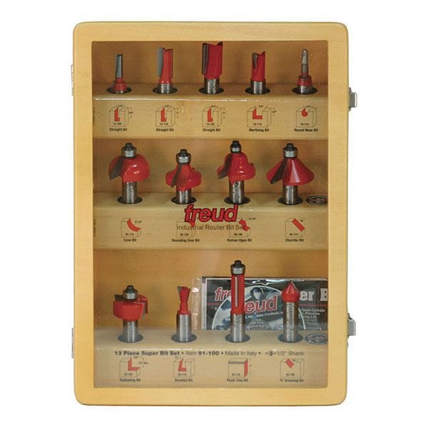 91-100 Thirteen Piece Super Router Bit Set 1/2 Shank alt 0