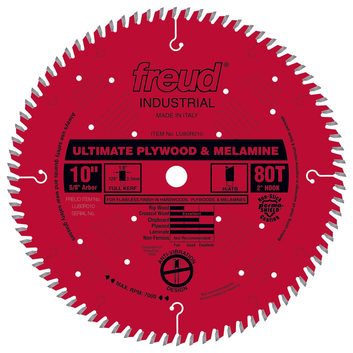 LU80R010 Finish Circular Saw Blade 10" x 5/8" Bore x 80 Tooth Hi-ATB alt 0