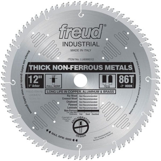 LU89M012 Circular Saw Aluminium Saw Blade 12" x 1" Bore x 86 Tooth TCG alt 0