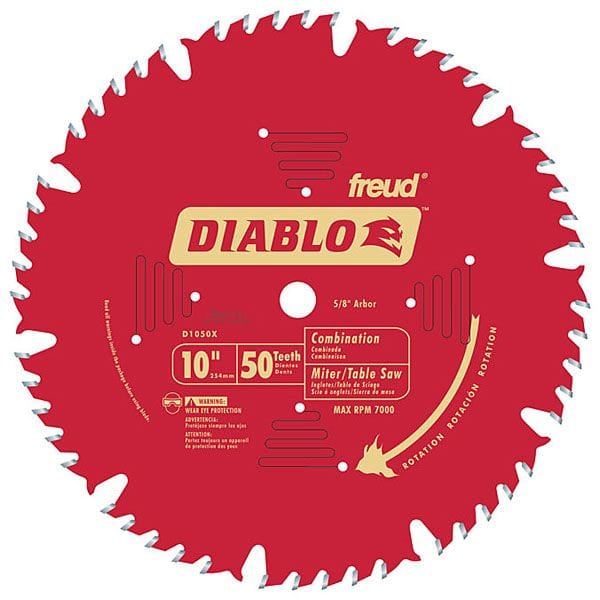 D1050X Diablo Combination Blade, 10" diameter, 5/8" arbor, 50 teeth ATB alt 0