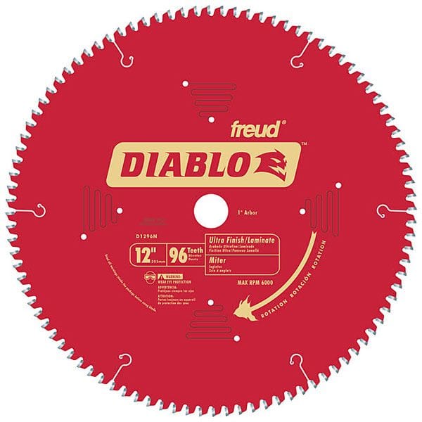 D1296N Diablo Wood/Laminate/Non-Ferrous/Plastics Blade, 12" diameter, 1" arbor, 96 teeth TCG alt 0