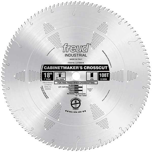 LU73M018 Industrial Cabinetmaker's Crosscut Wood Blade, 18" diameter, 1" arbor, 108 teeth ATB alt 0
