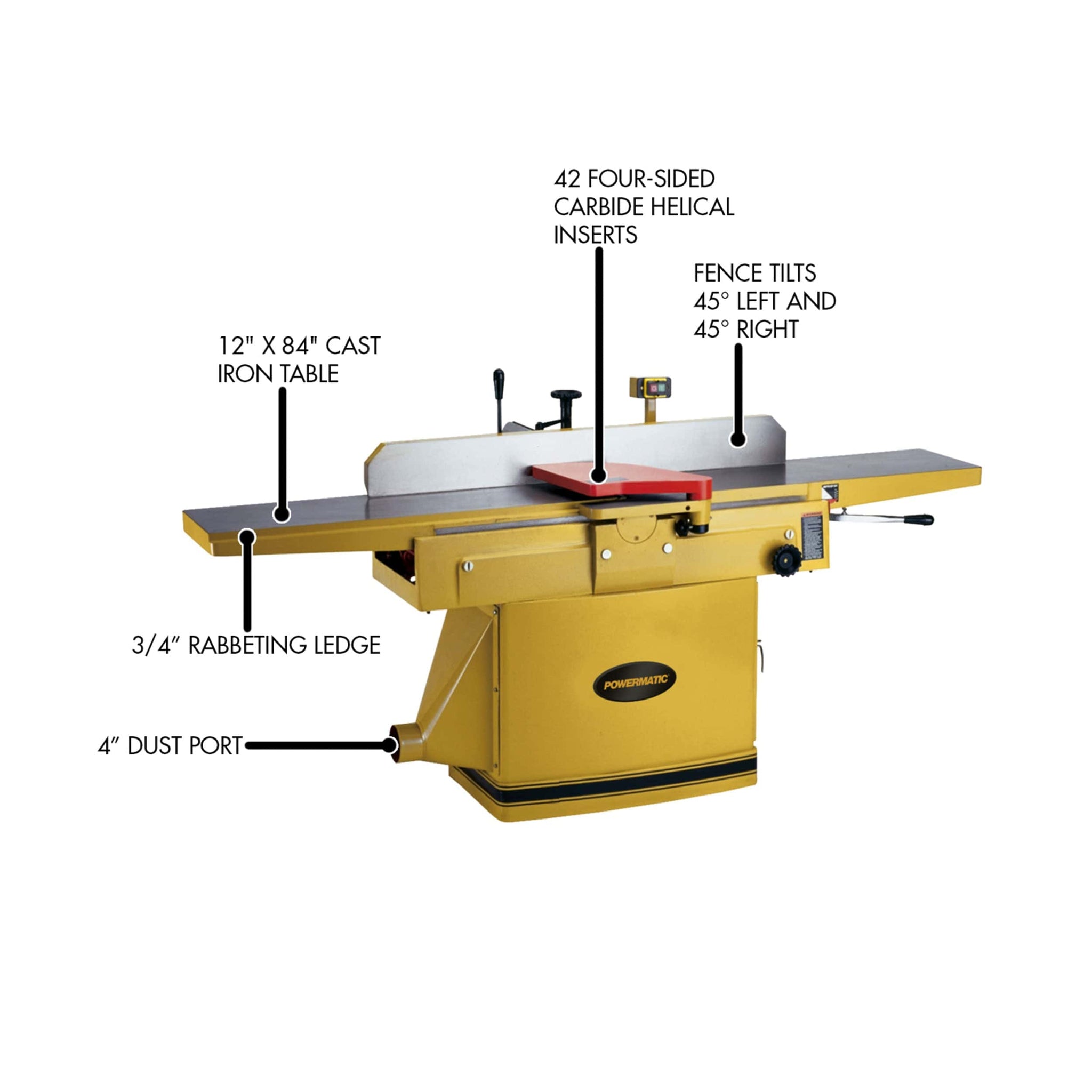 Powermatic Jointer, 3HP, 1PH, HH, Model 1285 Woodcraft