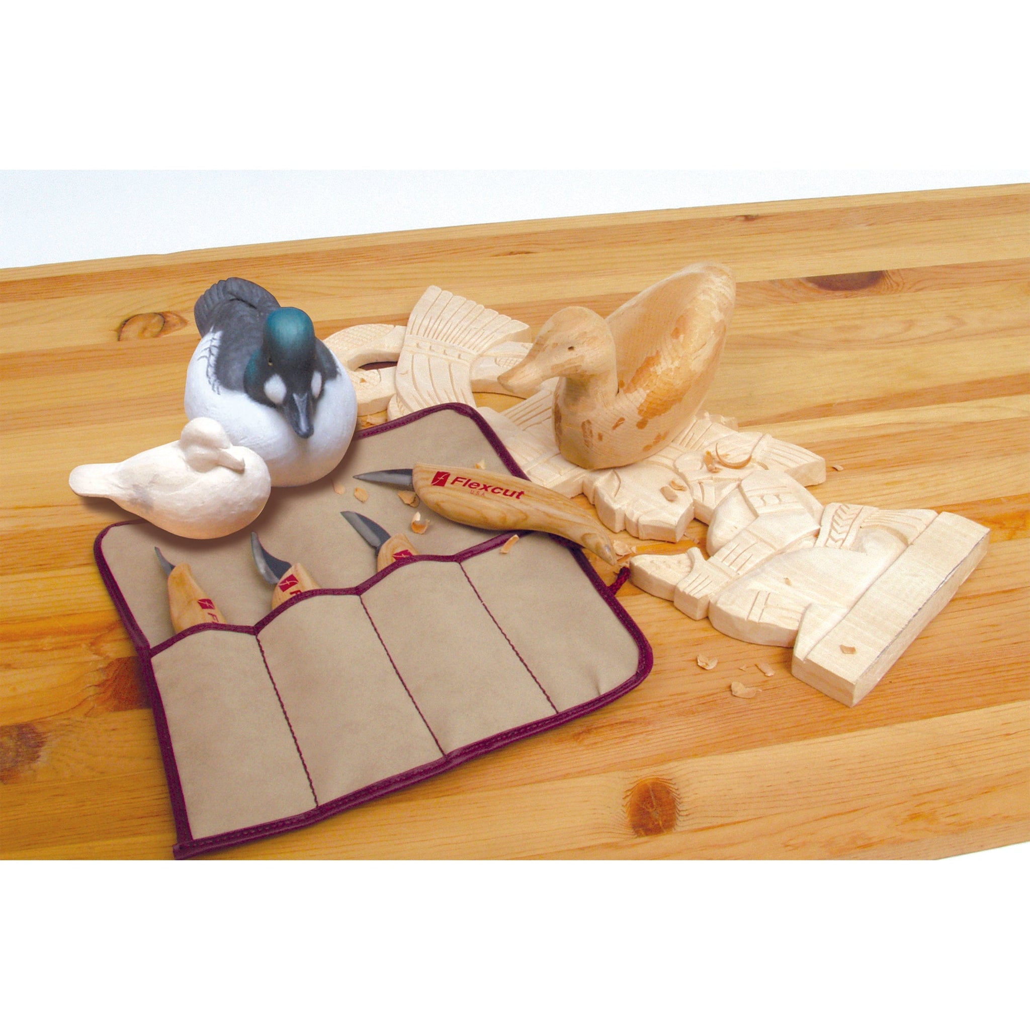 Buy FLEXCUT KN100 Carving Knife Set with Tool Roll - 4 Piece at Woodcraft