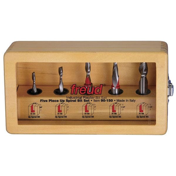 90-150 Five Piece Up Spiral Router Bit Set alt 0
