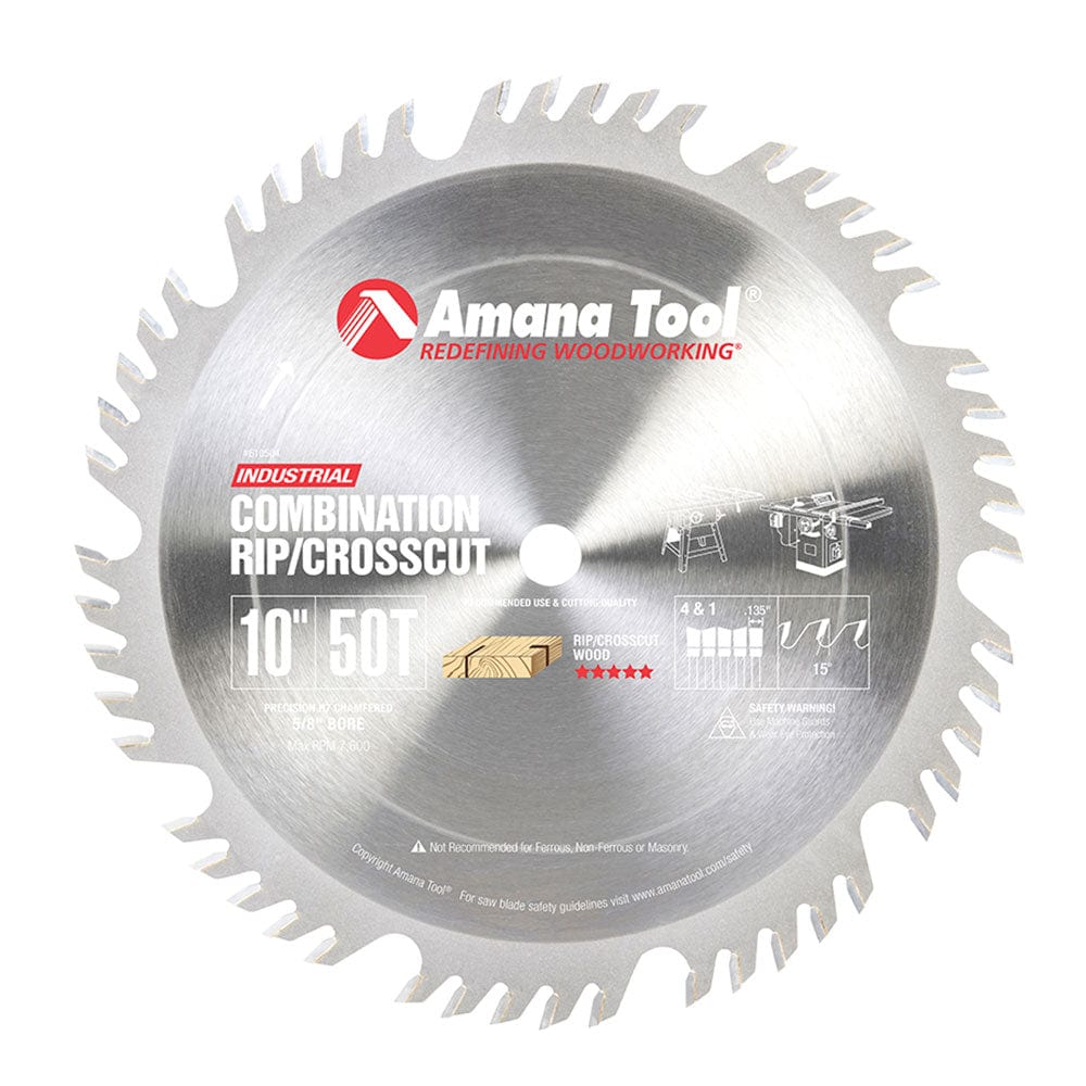 10" X 50T Combination Blade 4+1, 15 Degree, 5/8" Bore alt 0