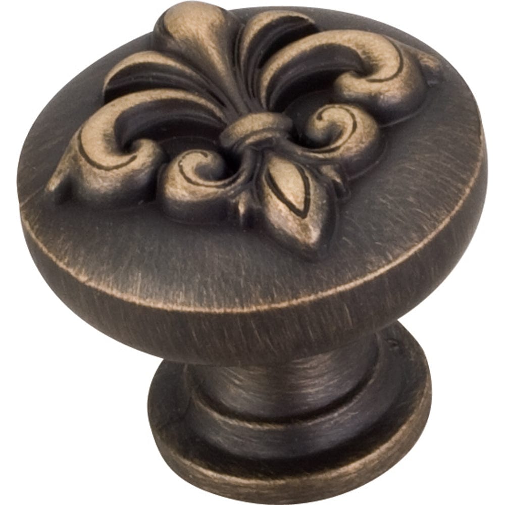 Lafayette Fleur-de-lis Knob, 1-3/8" Dia.,  Antique Brushed Satin Brass alt 0