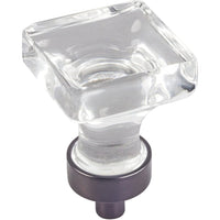  Harlow Small Square Glass Knob 1" O.L.,  Brushed Oil Rubbed Bronze alt 0