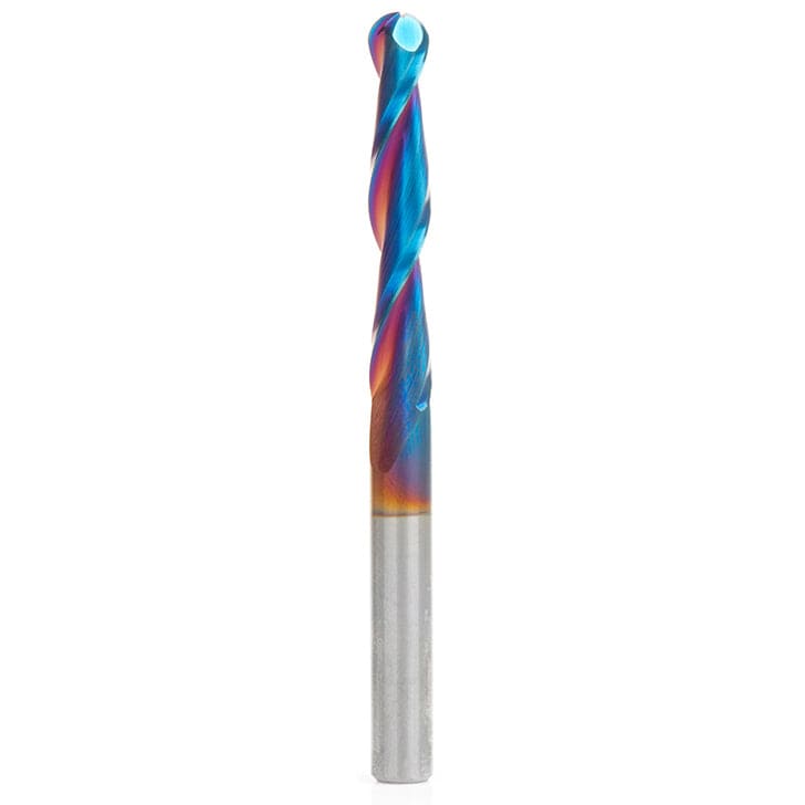 46294-K 2D/3D Carving 0.10 Deg Straight Angle Ball Nose Double Flute Router Bit 1/4"D 1-1/2"CH 1/8"R 1/4"SH 3"OL alt 10